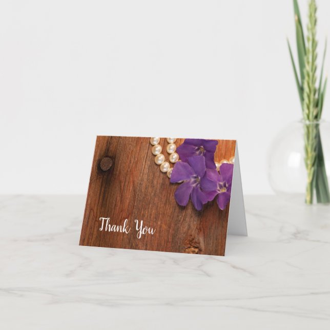 Cartão De Agradecimento Púrpura Perguela Barn Wood Bridesmaid Obrigado (Frente)