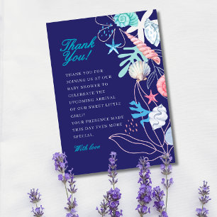 Cartão De Agradecimento Púrpura uma pérola sob o chá de fraldas do mar