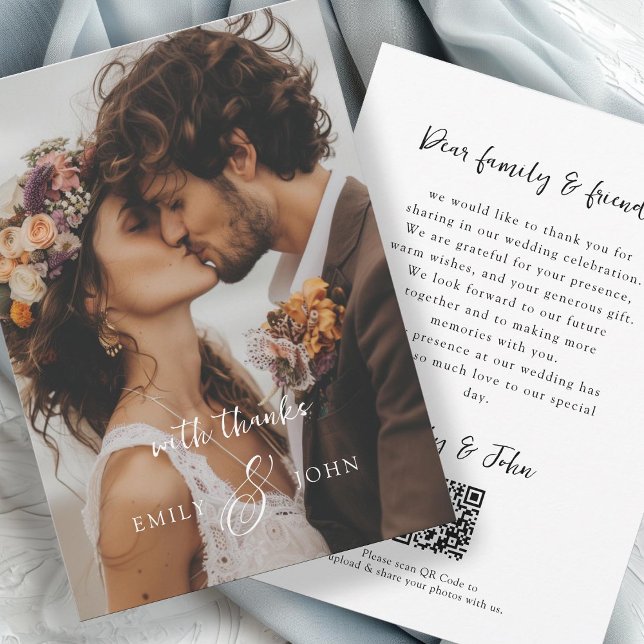 Cartão De Agradecimento QR-Code,Moderno, Ampersand, Script Font, 1 Foto (Criador carregado)