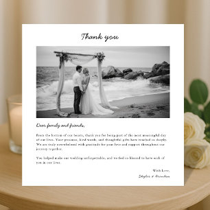 Cartão De Agradecimento Quadrado de Foto de Casamento Simples e Moderno co
