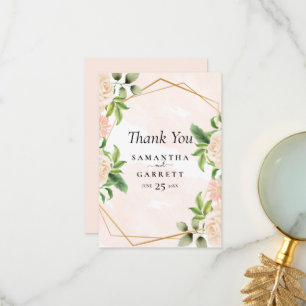 Cartão De Agradecimento Quadro E Rosas Do ouro