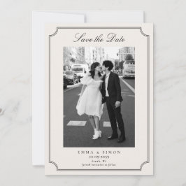 Cartão De Agradecimento Quadro Elegante em Marfim Foto Save the Date