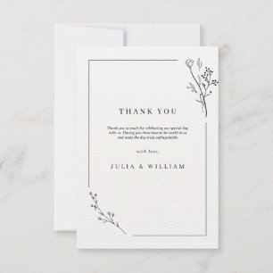Cartão De Agradecimento Quadro Floral Minimalista Elegante Casamento Moder