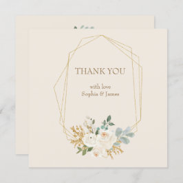 Cartão De Agradecimento Quadro geométrico Dourado Elegante Simples