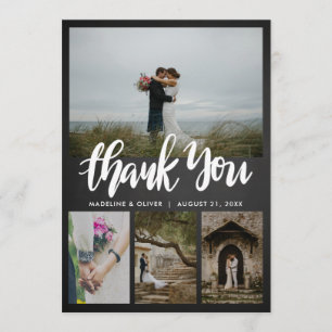 Cartão De Agradecimento Quadro Negro Casamento Quatro Fotos Roteiro de A