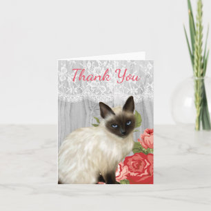 Cartão De Agradecimento Quadro Notecard com o gato Siamese pintado