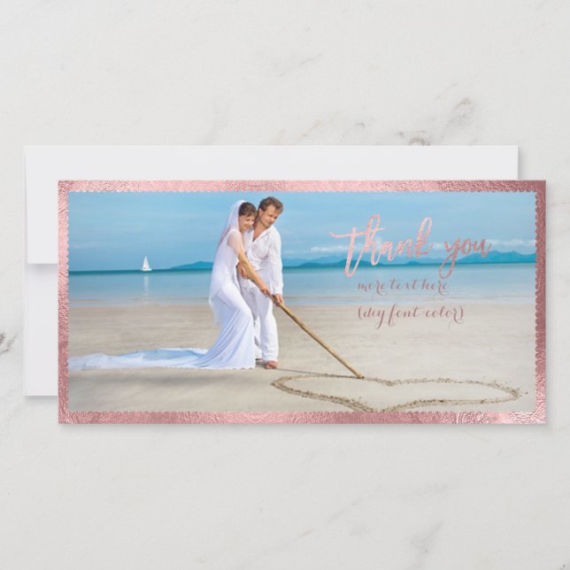 Cartão De Agradecimento Quadro/obrigado de Escalonamento Dourado do Rosa d (Frente)