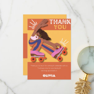 Cartão De Agradecimento Qualquer idade retro rolo de aniversário de skate