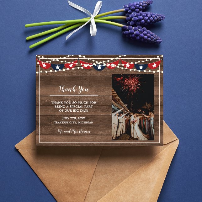 Cartão De Agradecimento Quarta Banner Casamento das Luzes Patrióticas (Criador carregado)