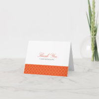 Quatrefoil orange clover pattern thank you note