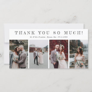 Cartão De Agradecimento Quatro Fotos De Casamento Escrito Font Obrigado
