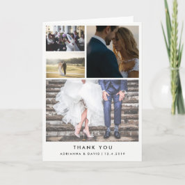 Cartão De Agradecimento Quatro Fotos de Casamento Minimalistas Obrigado