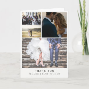 Cartão De Agradecimento Quatro Fotos de Casamento Minimalistas Obrigado