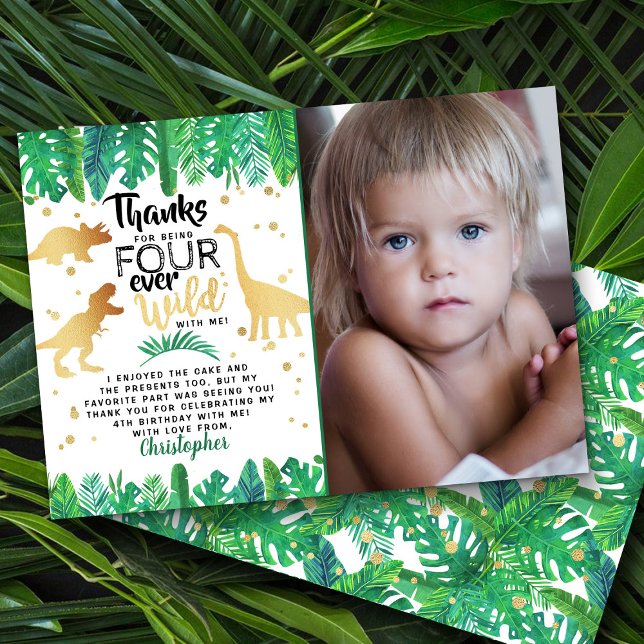 Cartão De Agradecimento Quatro Meninos Selvagens De Dinossauro 4ª Foto De  (Criador carregado)