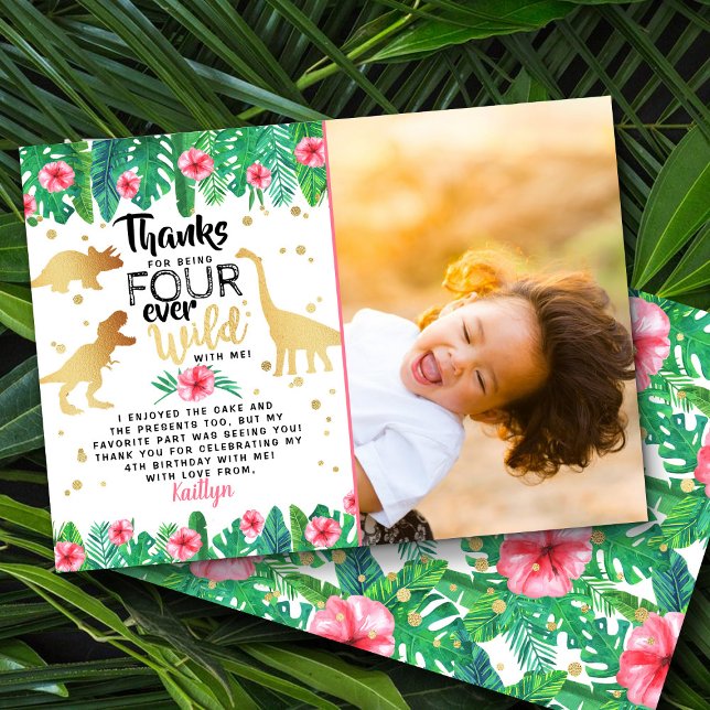 Cartão De Agradecimento Quatro Raparigas Selvagens Dinossauro 4ª Foto de A (Criador carregado)