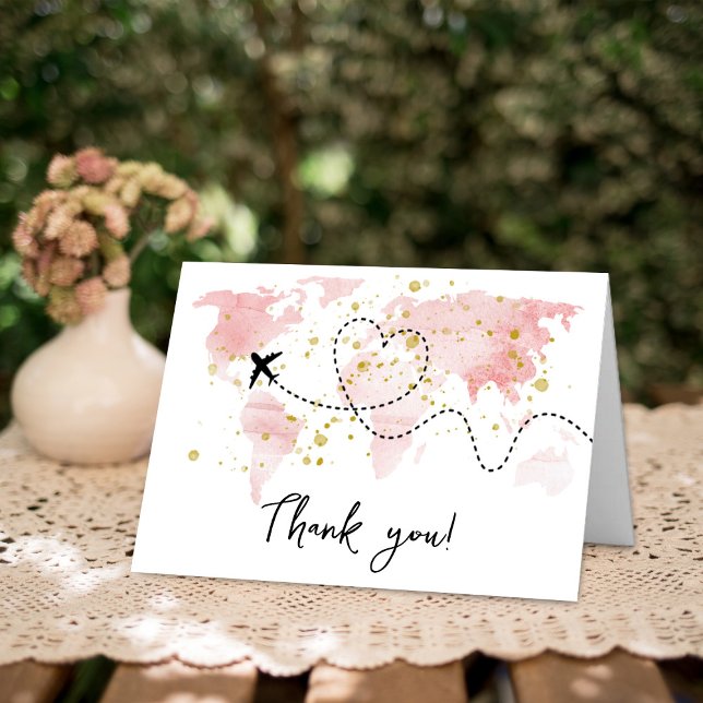 Cartão De Agradecimento "Que A Aventura Comece!" Chá de fraldas de Mapa vi (Criador carregado)