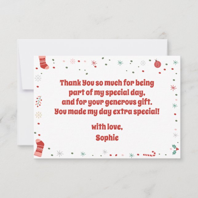 Cartão De Agradecimento Que aniversário divertido de natal (Frente)