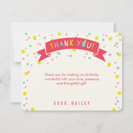 Cartão De Agradecimento Que Diversão Confetes Coloridos Festa Chic Anivers