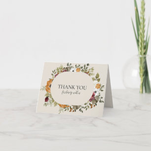Cartão De Agradecimento Queda Botânica Rústica Horizontal com Pic