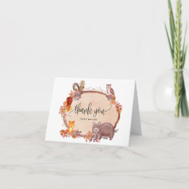 Cartão De Agradecimento Queda de animais da floresta apaixonados, Chá de f