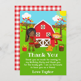 Cartão De Agradecimento Queda de Autumn Barnyard Birthday Dark Skin Girl