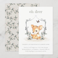 Querida, Deer Floral Crest Qualquer Idade Aniversá