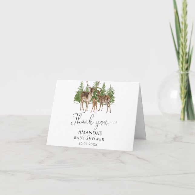 Cartão De Agradecimento Querida, é frio fora do Chá de fraldas dos veados (Frente)