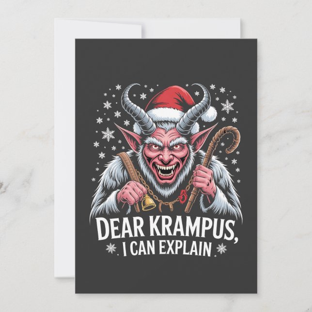 Cartão De Agradecimento Querido Krampus, posso explicar Papais noeis de Na (Frente)