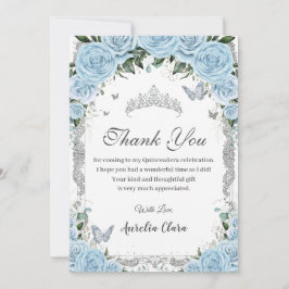 Cartão de Agradecimento Quinceañera Doce 16 Floral