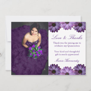 Cartão De Agradecimento Quinceanera Floral Puro