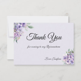 Cartão De Agradecimento Quinceanera Lavender floral Thank You Card