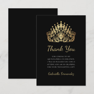 Cartão De Agradecimento Quinceanera Princesa Tiara Crown Monograma