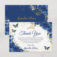 Quinceañera Royal Blue Floral Butterflies Aniversá