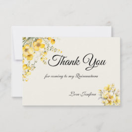 Cartão De Agradecimento Quinceanera yellow gold Thank You Card