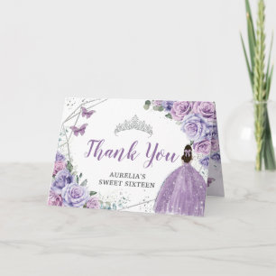 Cartão De Agradecimento Quixidar Puro Lilac Floral Quinceanera Doce Dezess