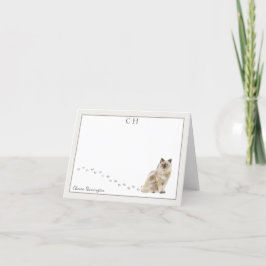 Cartão De Agradecimento Ragdoll Cat Cinza Fronteira Monograma Nome Dobrado