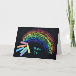 Cartão De Agradecimento Rainbow Chalk