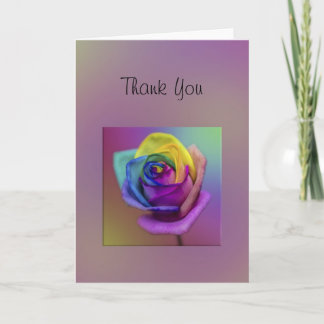 Cartão De Agradecimento Rainbow Rose Flower Thank You