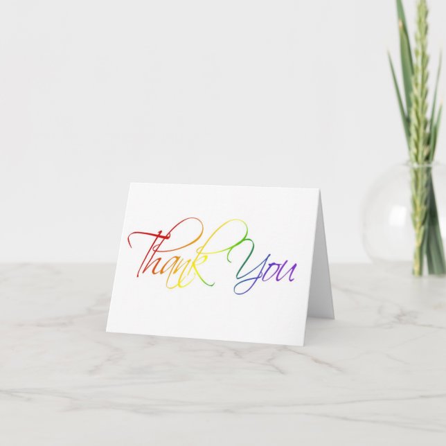 Cartão De Agradecimento Rainbow Scriptina Thank You Card (Frente)