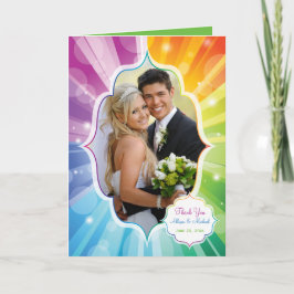 Cartão De Agradecimento Rainbow Striped Sunburst PHOTO Thank You Card