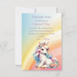 Cartão De Agradecimento Rainbow Unicorn Magic Moment Girl Birthday
