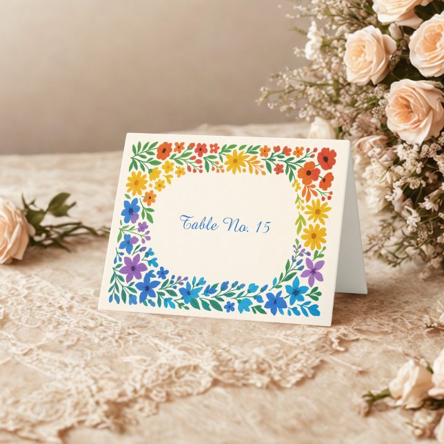 Cartão De Agradecimento Rainbow Wildflower Rustic Núm. mesa de casamento (Criador carregado)