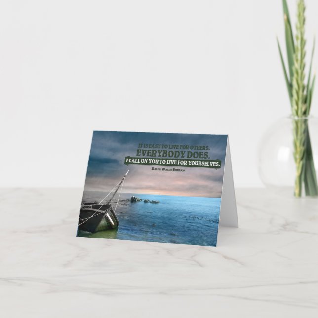 Cartão De Agradecimento Ralph Waldo Emerson Citação Inspiracional "Live" (Frente)