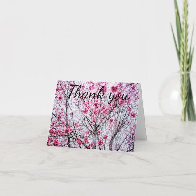 Cartão De Agradecimento Ramais de cerejeira e florescências, Obrigado (Frente)