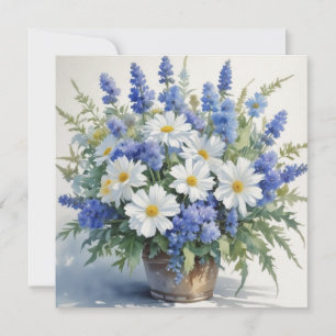 Cartão De Agradecimento Ramalhete de Flores Aquarela Elegante