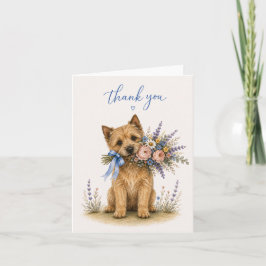 Cartão De Agradecimento Ramalhete de Flores do Norwich Terrier Obrigado