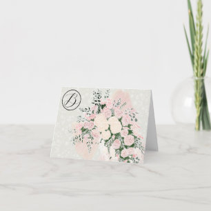 Cartão De Agradecimento Ramalhete de rosa de arco-íris com laço de blush c