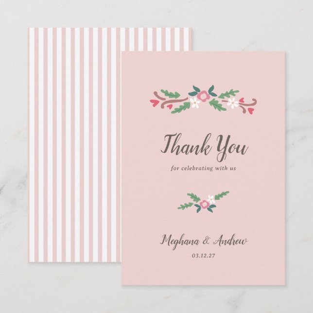 Cartão De Agradecimento Ramalhete Floral Rústico Romântico (Frente/Verso)