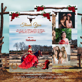 Cartão De Agradecimento Ranch Mascarada Quinceañera 15 Aniversário