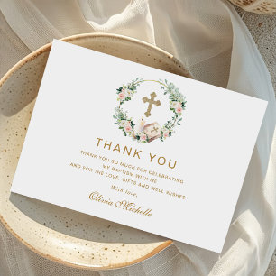 Cartão De Agradecimento Rapariga Baptism Christening Foto Floral